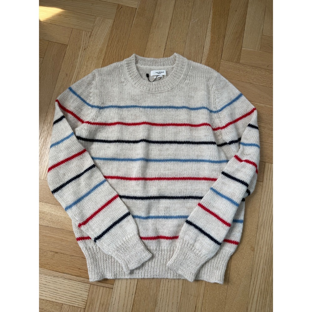 Isabel Marant Etoile Drussell Striped Alpaca Wool Sweater Cream Red Blue FR 42